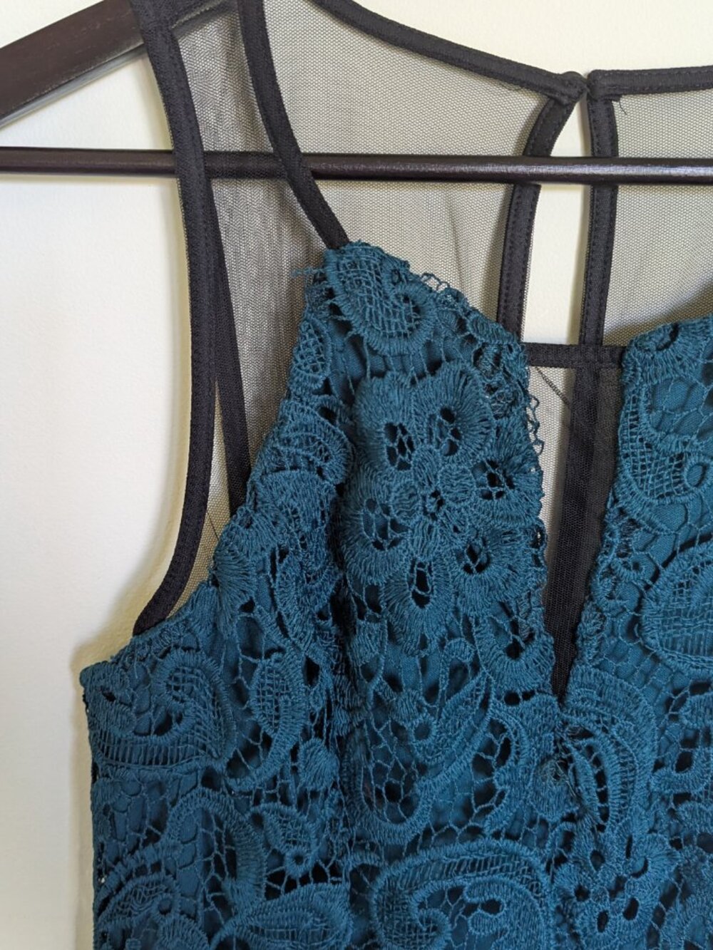 Emerald Green Lace Dress Mesh Back Size 6